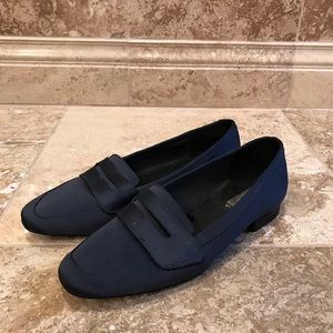 Zara Satin Navy Loafers